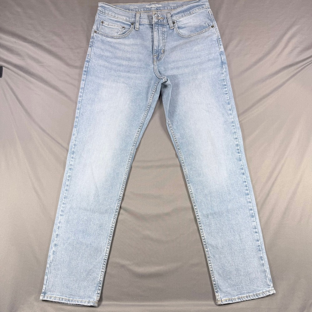 Goodfellow Mens 30x32 Light Wash Cotton Athletic Fit Total Flex Denim Jeans 858